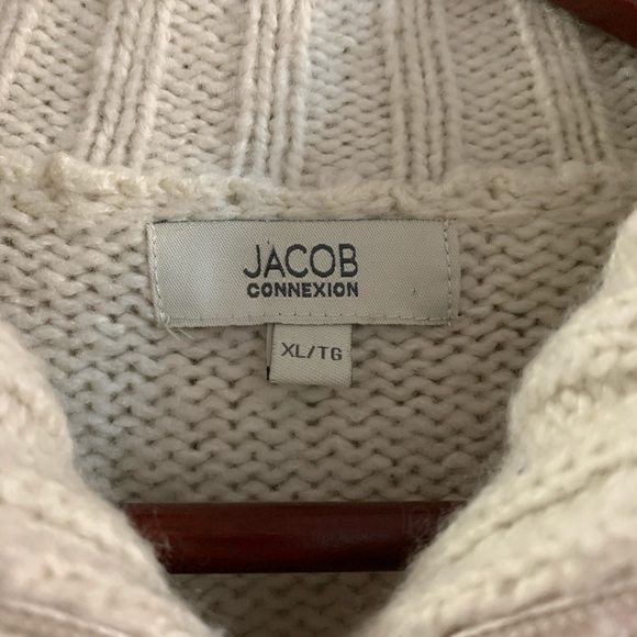 Jacob Connexion Cream Wool Pompom Zipper Cardigan - Picture 6 of 8